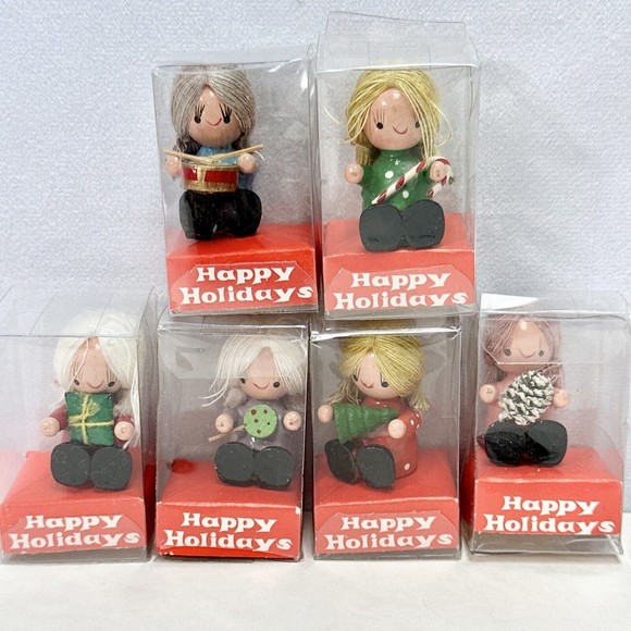 Lot of 6-1979 Enesco imports wood‎ Christmas figurines NIB - Picture 1 of 10